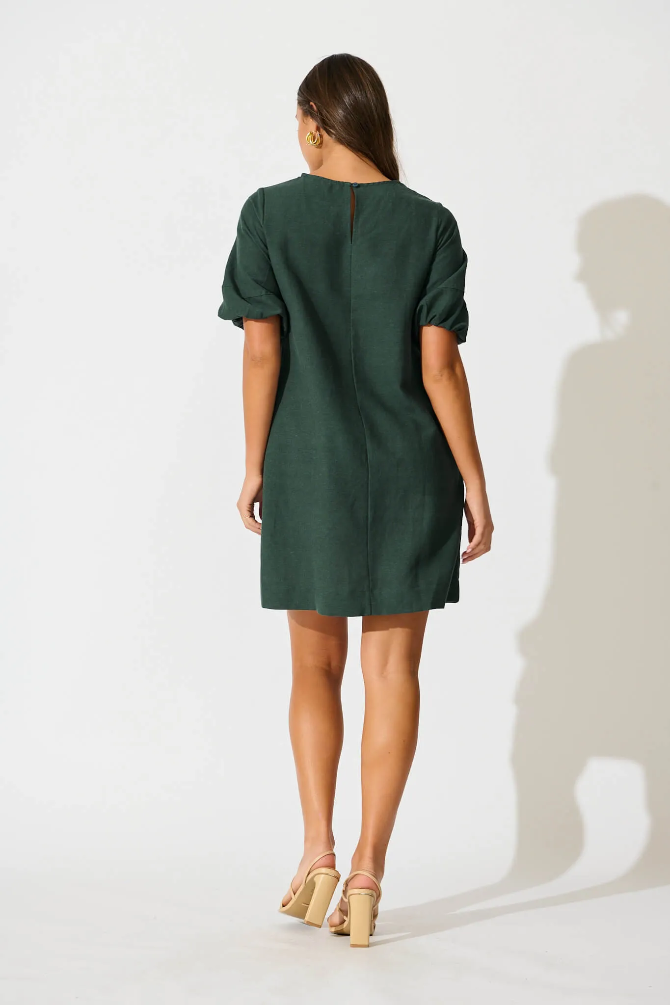 Kyoto Dress In Emerald Cotton Linen sold by St Frock product image thumbnail 4