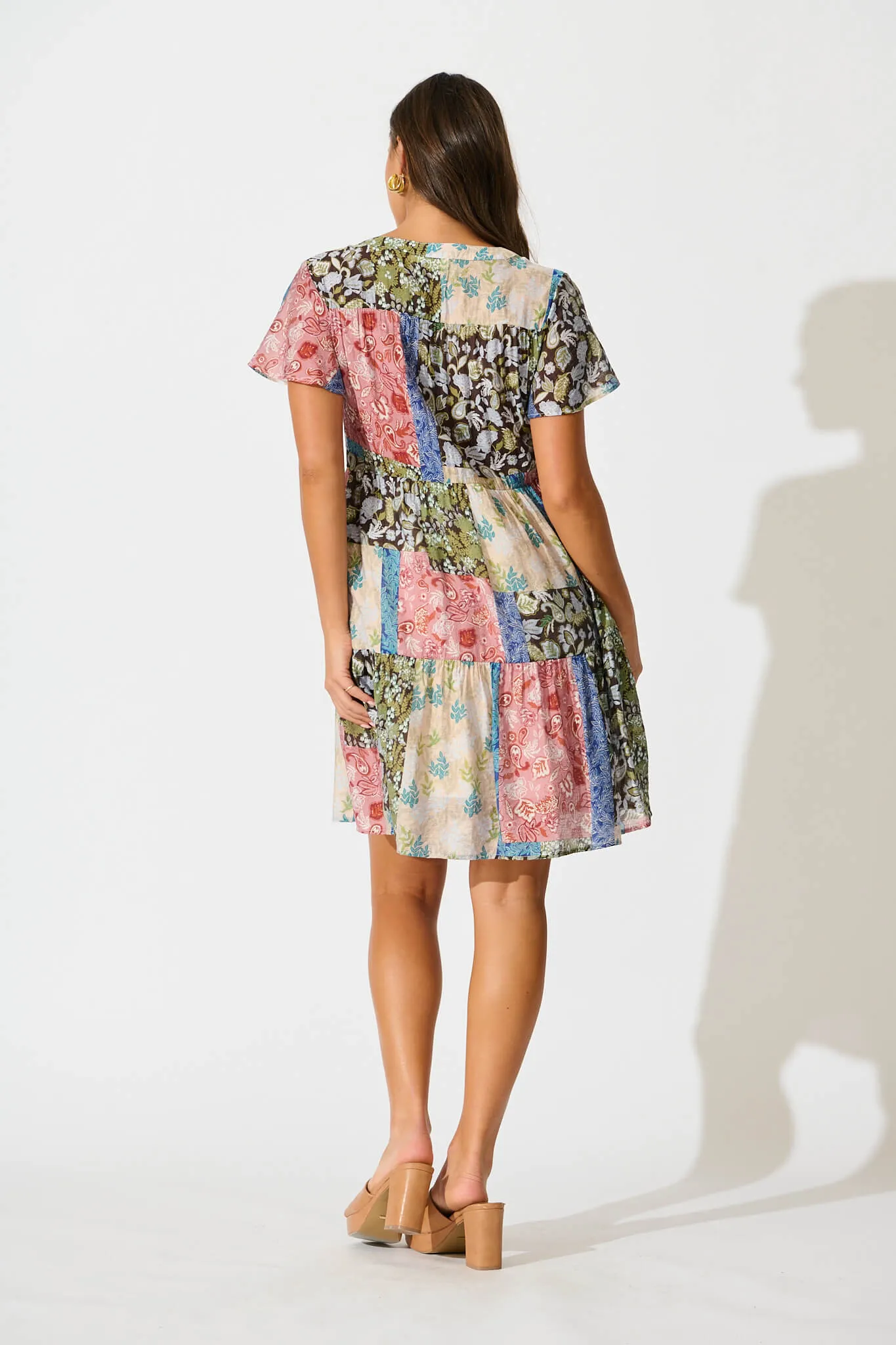Adeline Shirt Dress In Multi Patchwork Print sold by St Frock product image thumbnail 4