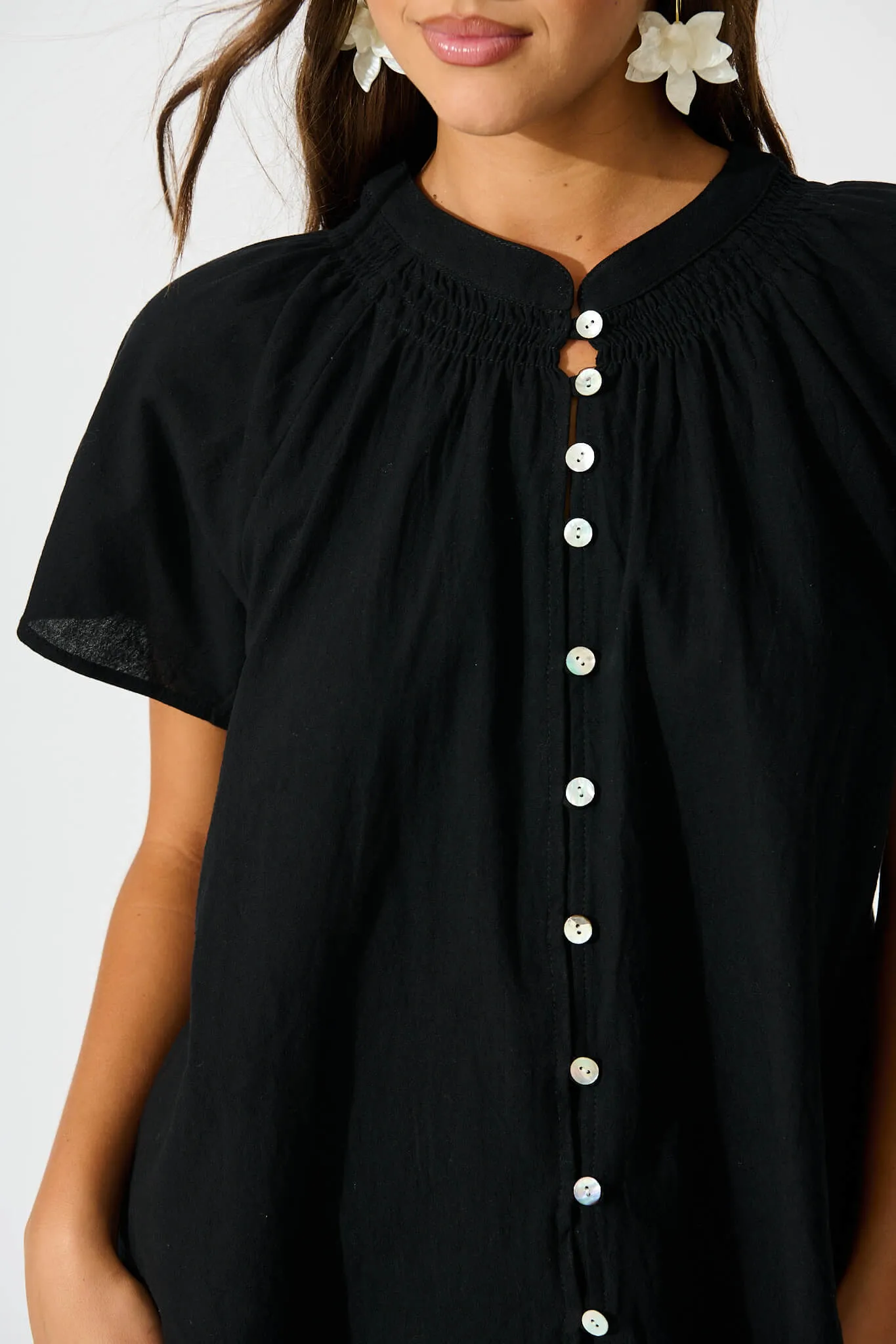 Lombard Top in Black Cotton Linen sold by St Frock product image thumbnail 5