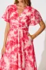 Amara Midi Dress in Pink Floral sold by St Frock
