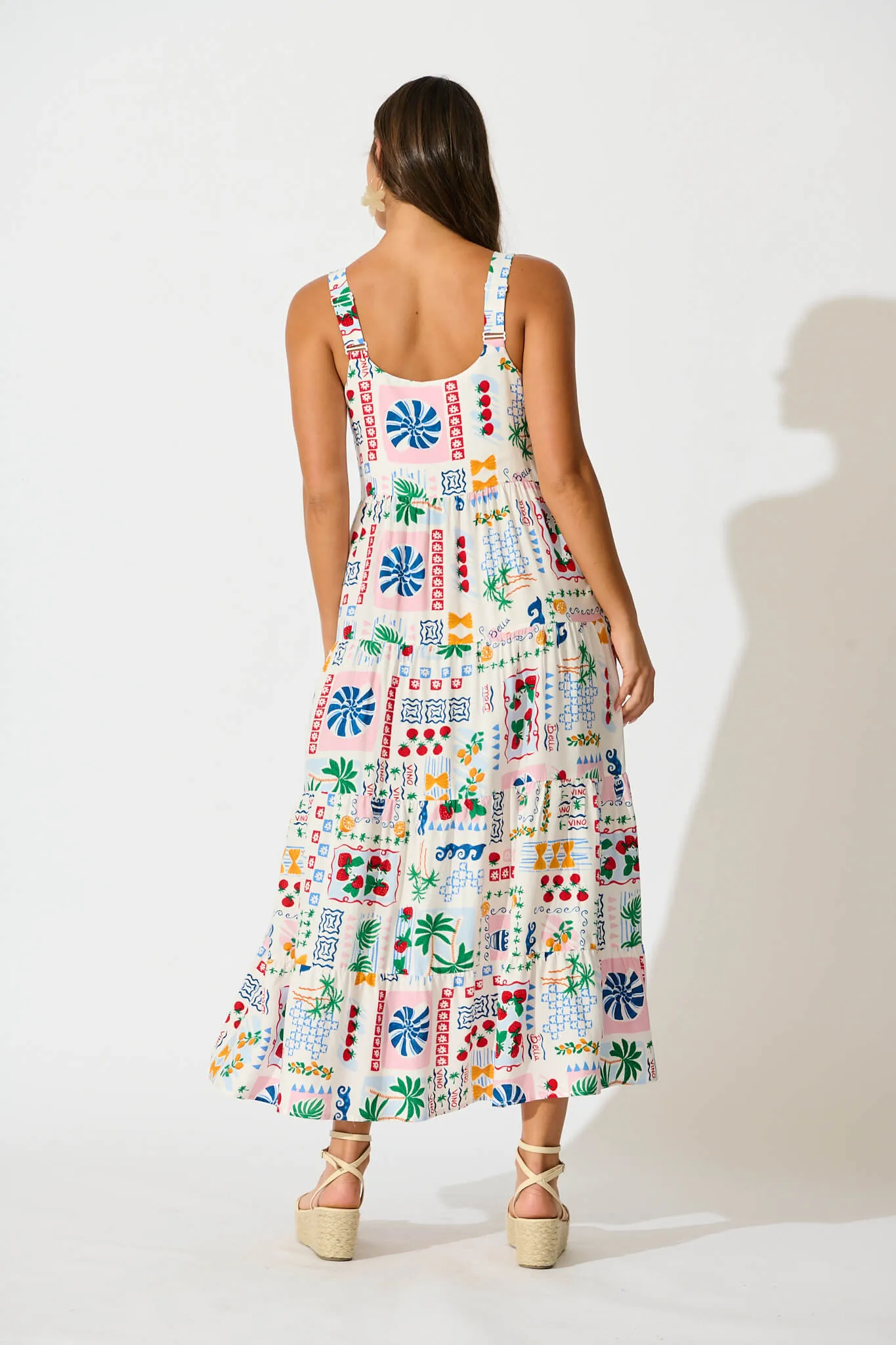 Jolie Maxi Sundress In White Multi Print sold by St Frock product image thumbnail 4