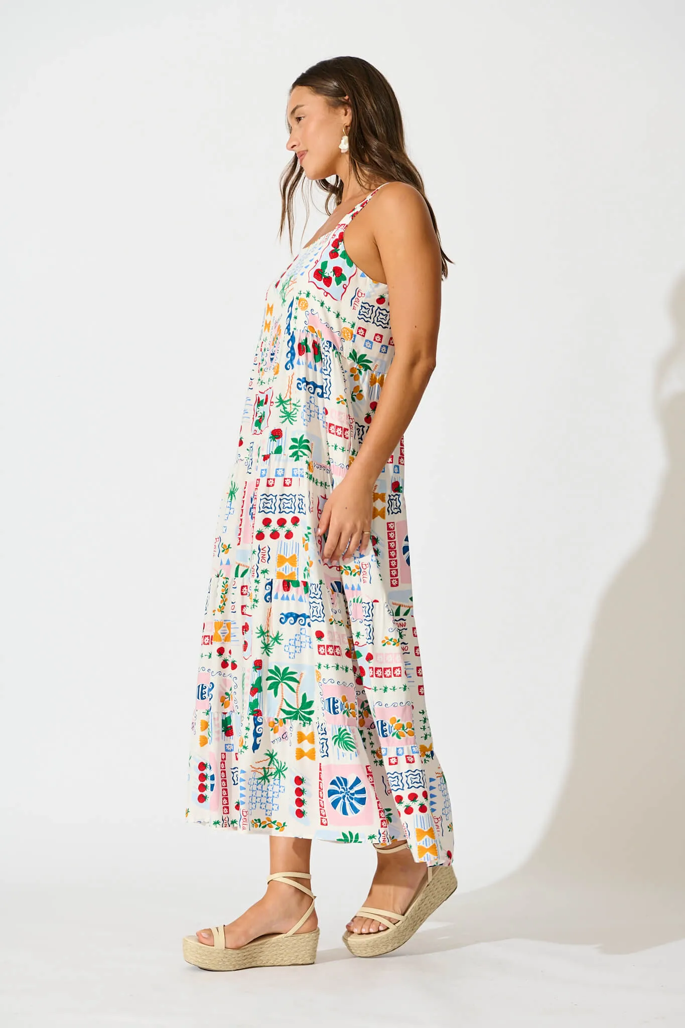 Jolie Maxi Sundress In White Multi Print sold by St Frock product image thumbnail 3