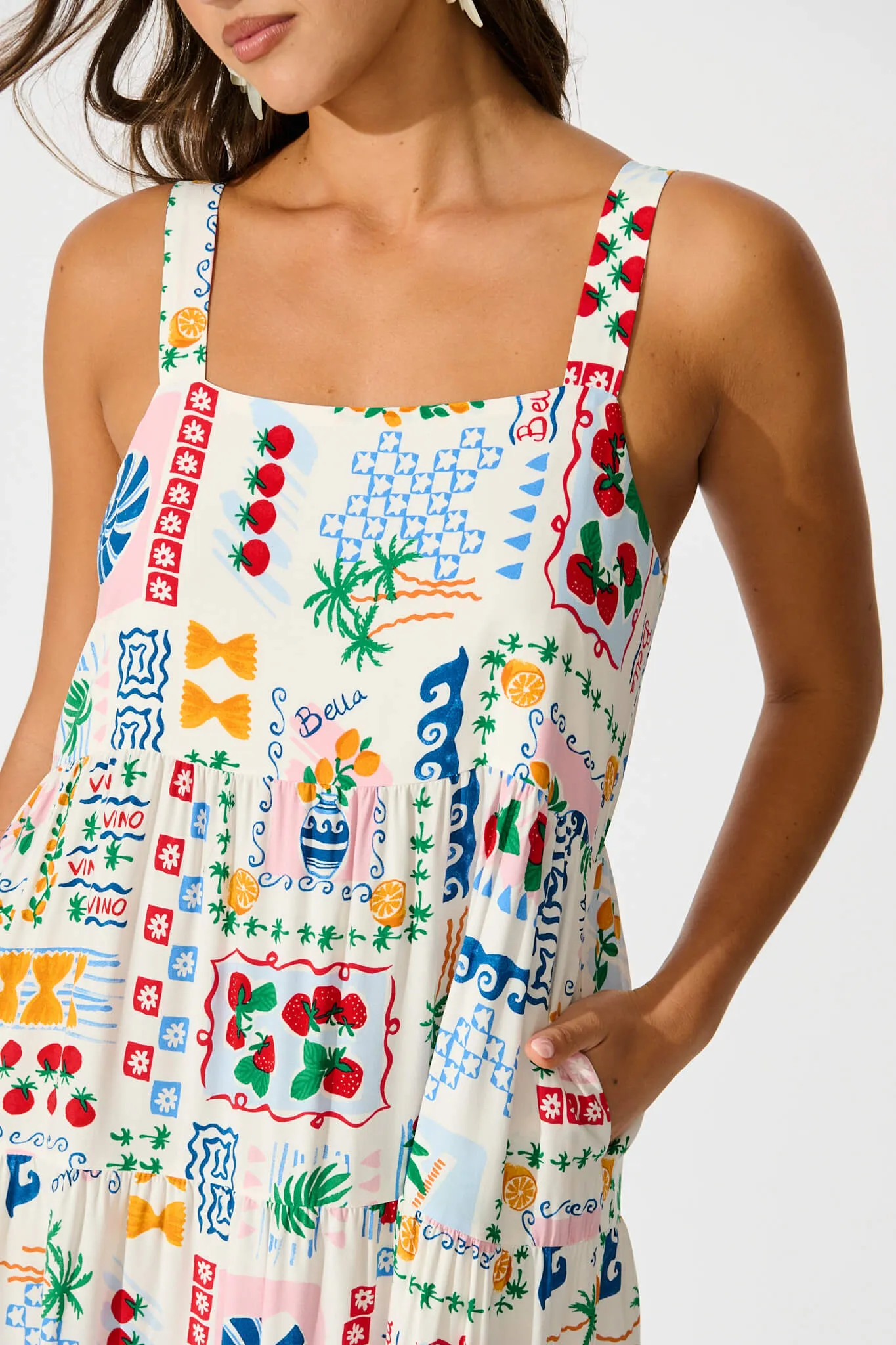 Jolie Maxi Sundress In White Multi Print sold by St Frock product image thumbnail 5