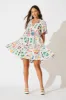 Northcote Smock Dress In White Multi Print sold by St Frock