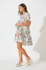 Northcote Smock Dress In White Multi Print sold by St Frock