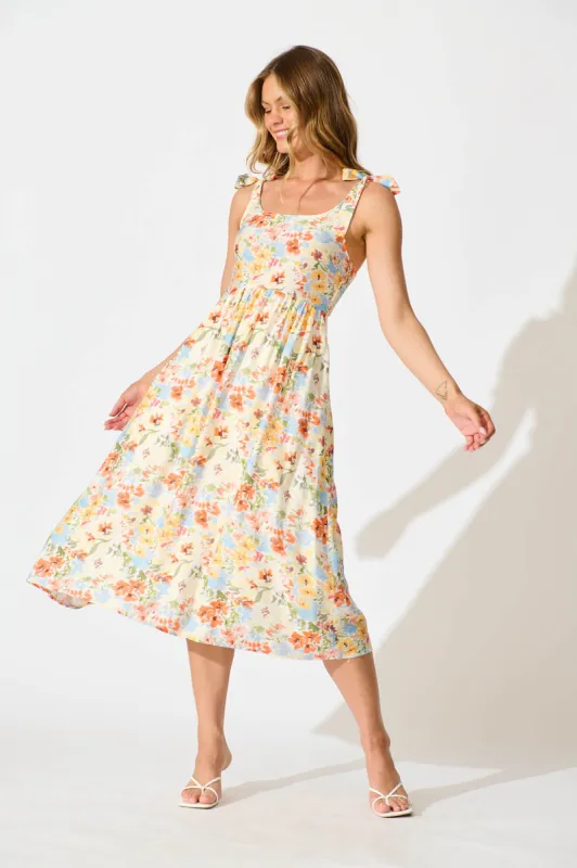 Asha Midi Sundress In Multi Floral sold by St Frock