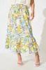 Amabella Midi Skirt in White With Lemon Print Cotton sold by St Frock