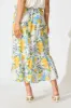 Amabella Midi Skirt in White With Lemon Print Cotton sold by St Frock
