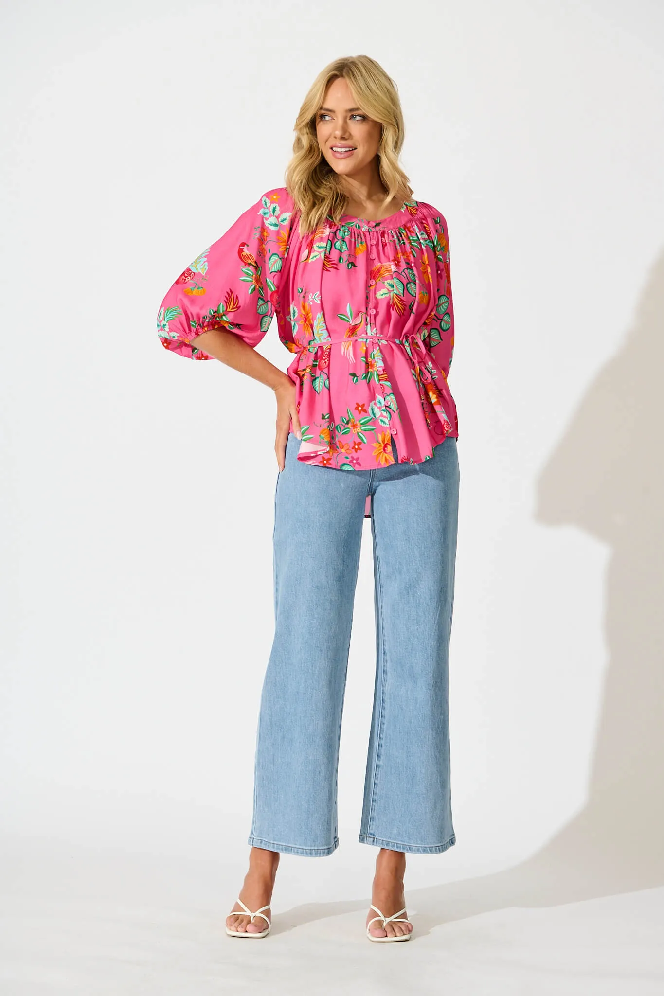 Andie Top in Pink Tropical Print sold by St Frock product image thumbnail 4