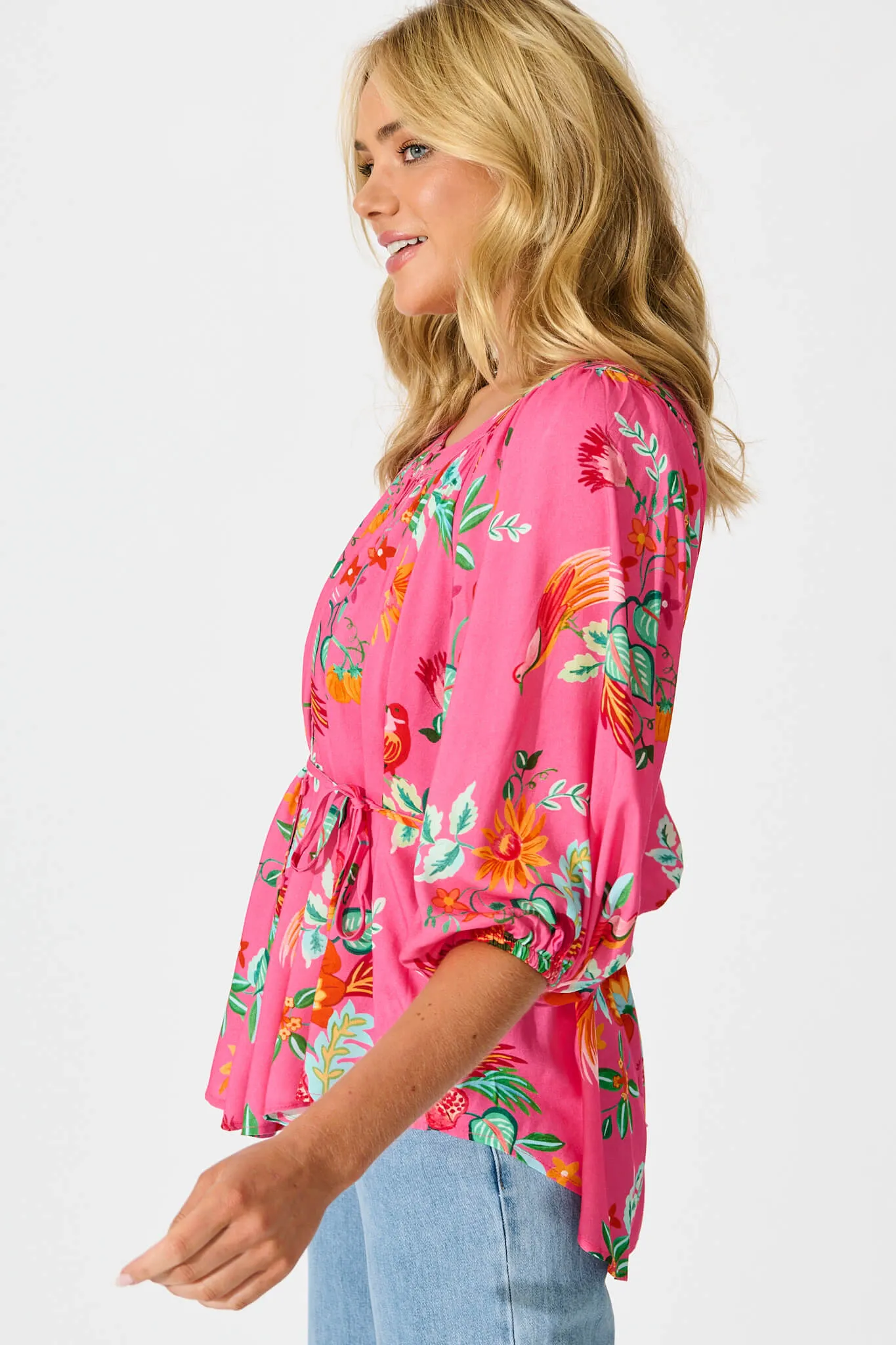 Andie Top in Pink Tropical Print sold by St Frock product image thumbnail 2