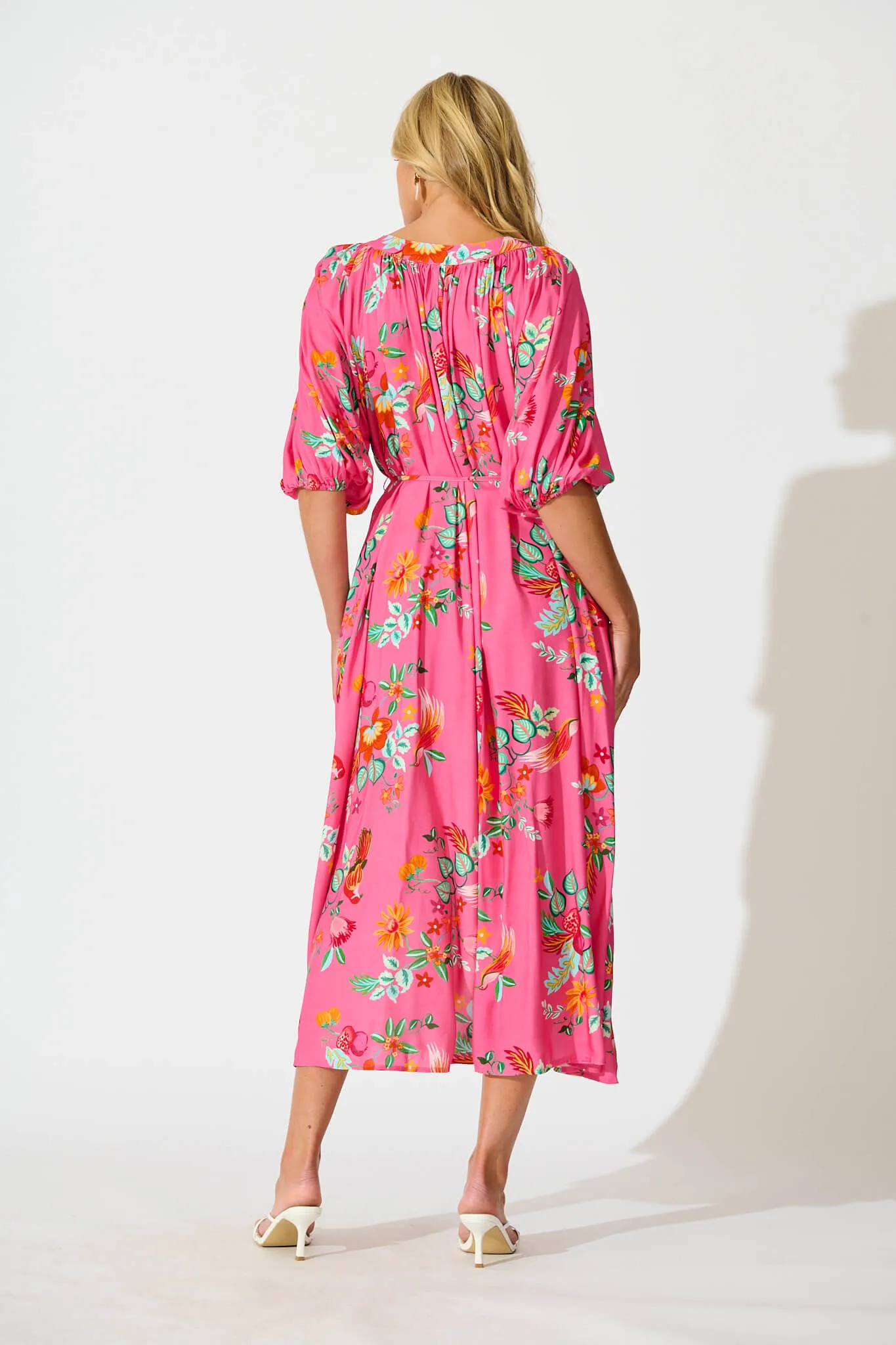 Kali Maxi Dress in Pink Tropical Print sold by St Frock product image thumbnail 4