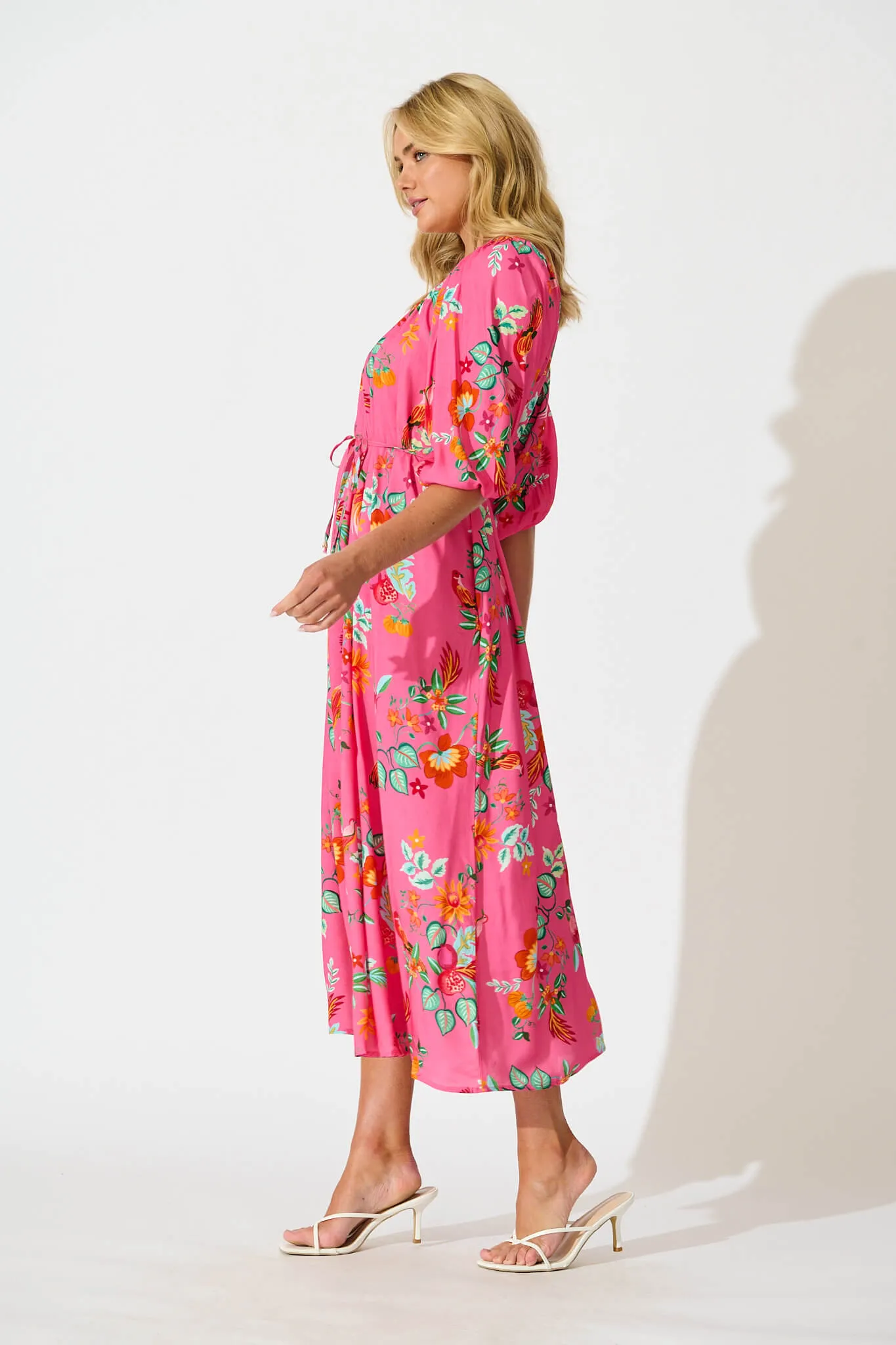 Kali Maxi Dress in Pink Tropical Print sold by St Frock product image thumbnail 3