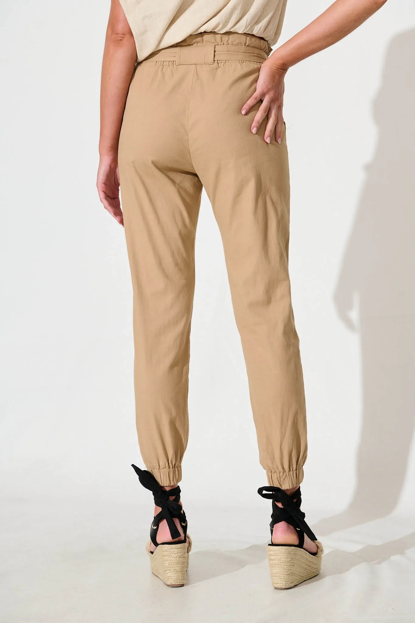 Tenley Stretch Pant in Beige Cotton Blend sold by St Frock product image thumbnail 3