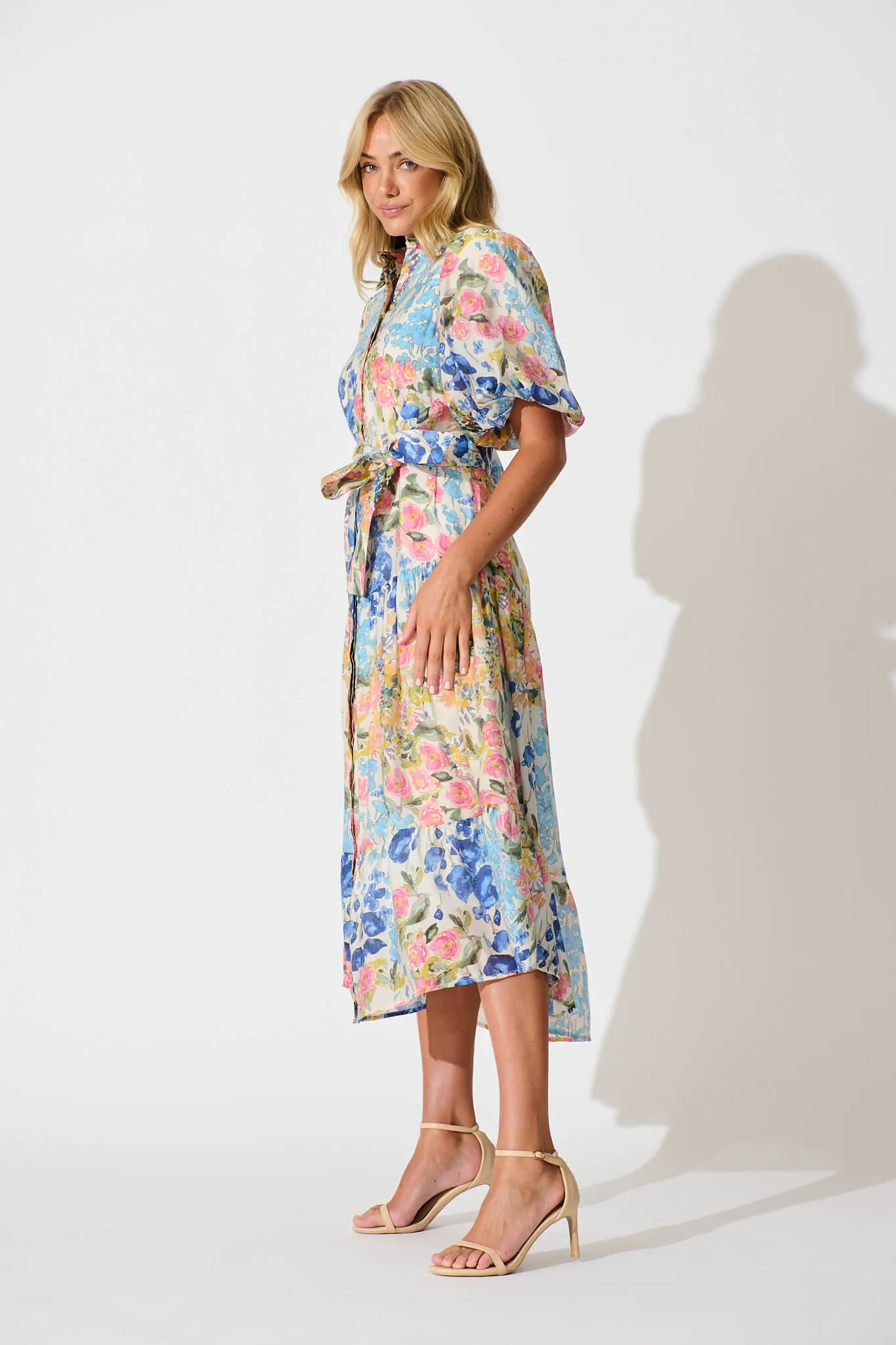 Rosina Maxi Shirt Dress in Vintage Floral Print sold by St Frock product image thumbnail 3