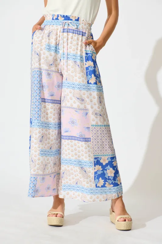 Dahana Pant In Blue Multi Patchwork sold by St Frock