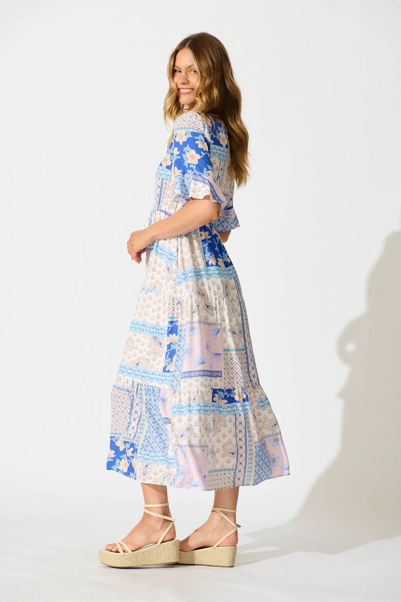 Endless Summer Maxi Dress in Blue Multi Patchwork sold by St Frock product image thumbnail 3