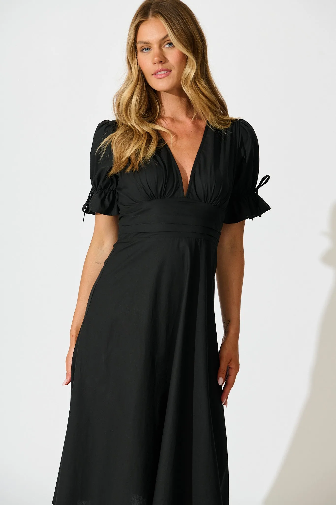 Sunrays Midi Dress in Black Cotton sold by St Frock product image thumbnail 2