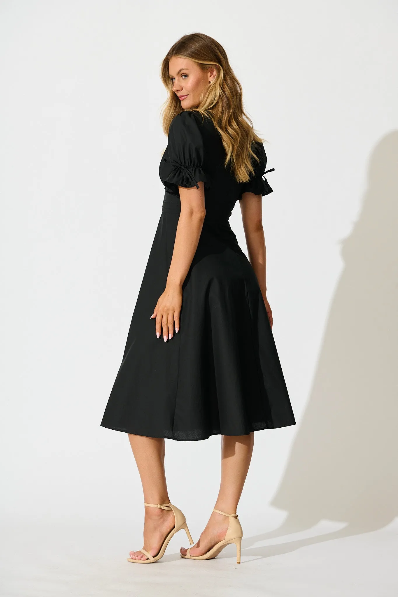 Sunrays Midi Dress in Black Cotton sold by St Frock product image thumbnail 3