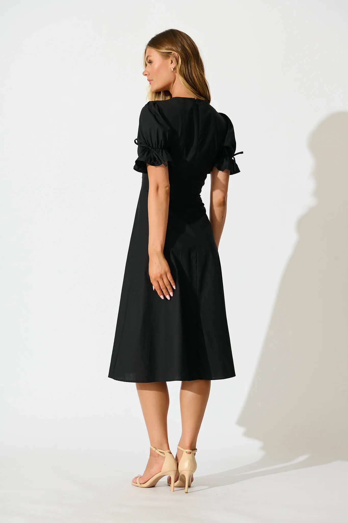 Sunrays Midi Dress in Black Cotton sold by St Frock product image thumbnail 4
