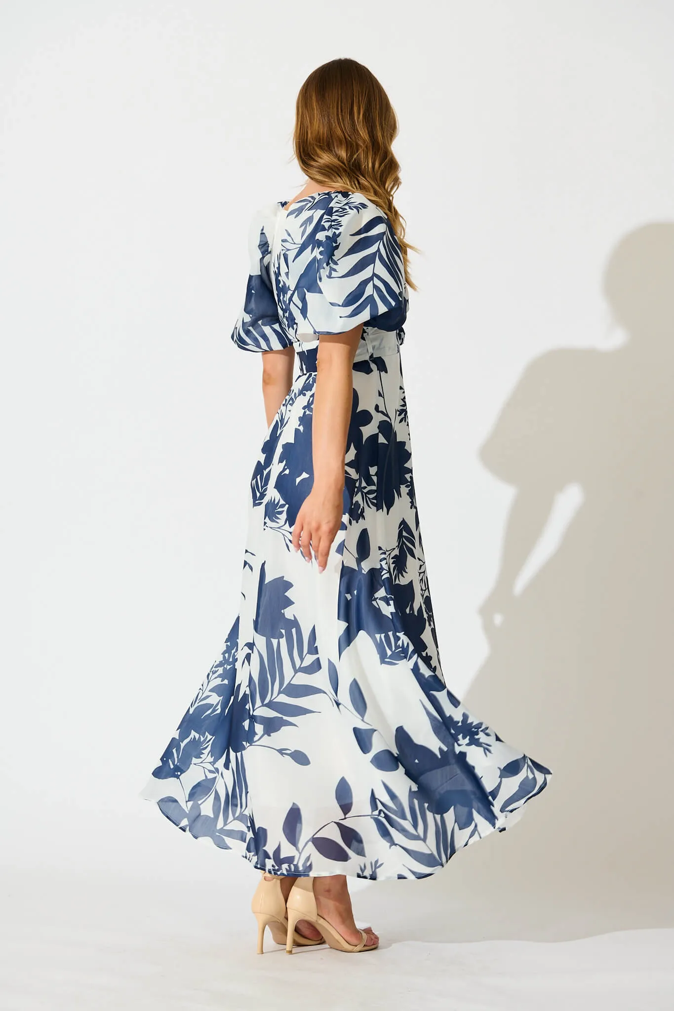 Tuscany Maxi Dress in Navy with White Print sold by St Frock product image thumbnail 4