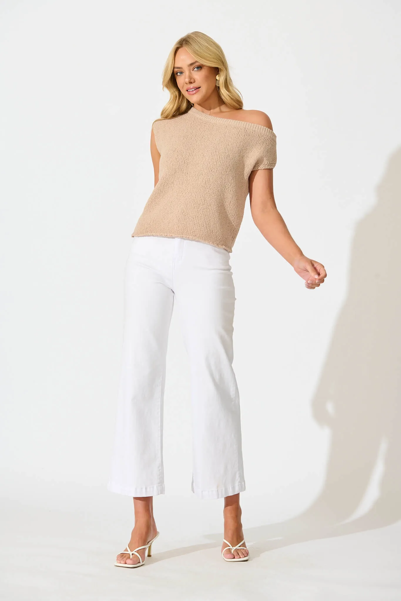 Elsie Knit Top in Beige Cotton Blend sold by St Frock product image thumbnail 4