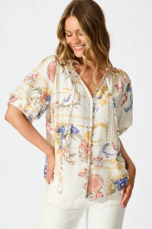 Jupiter Shirt in Vintage Floral Print sold by St Frock