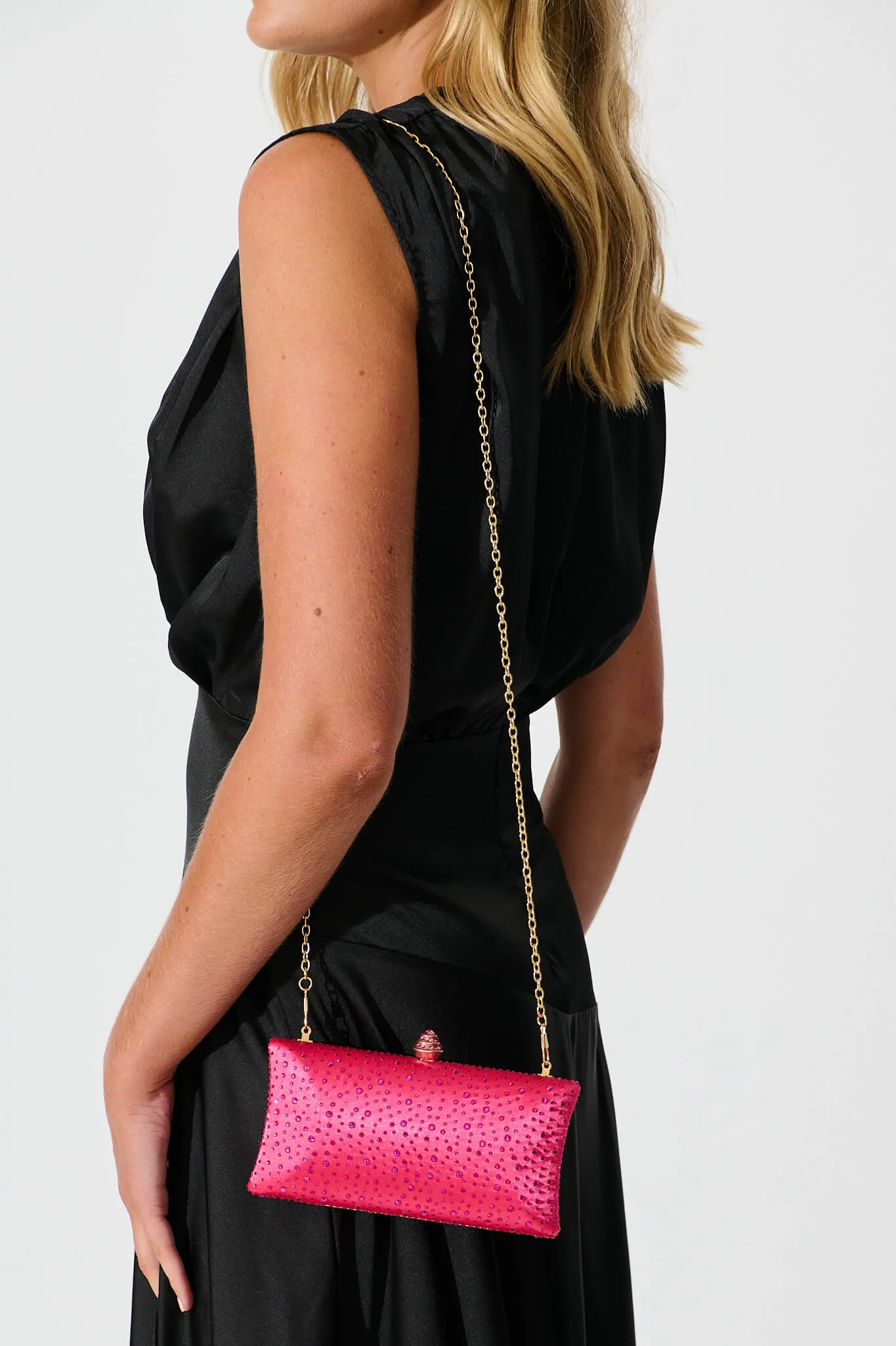 Sonia Clutch Bag in Pink Diamante sold by St Frock product image thumbnail 3