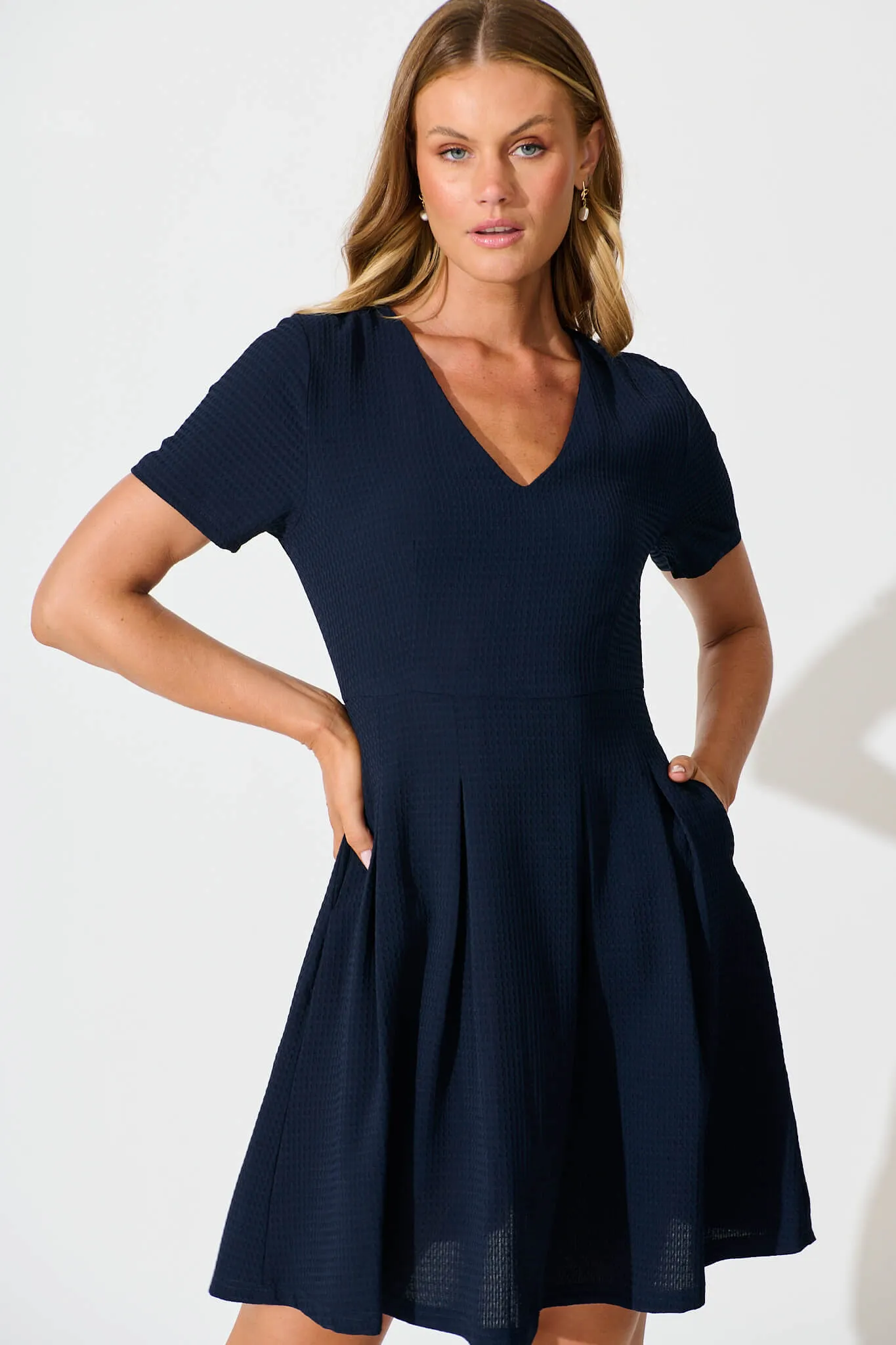 Beth Dress In Textured Navy sold by St Frock product image thumbnail 2