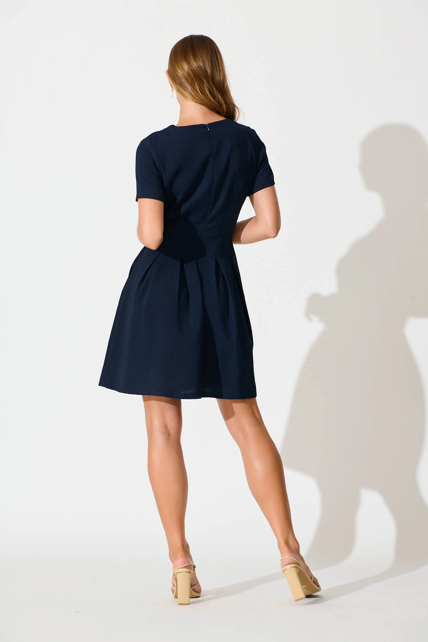 Beth Dress In Textured Navy sold by St Frock product image thumbnail 4