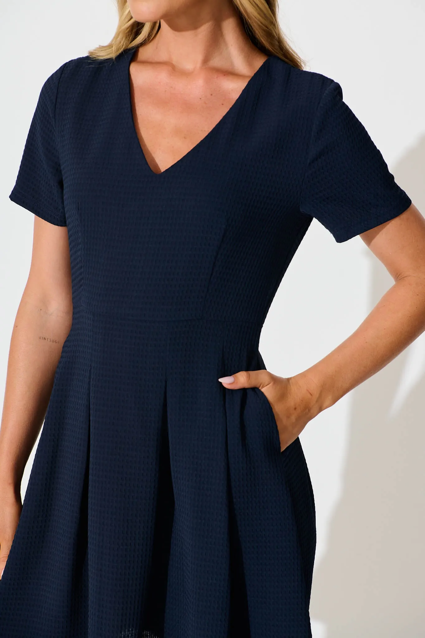 Beth Dress In Textured Navy sold by St Frock product image thumbnail 5