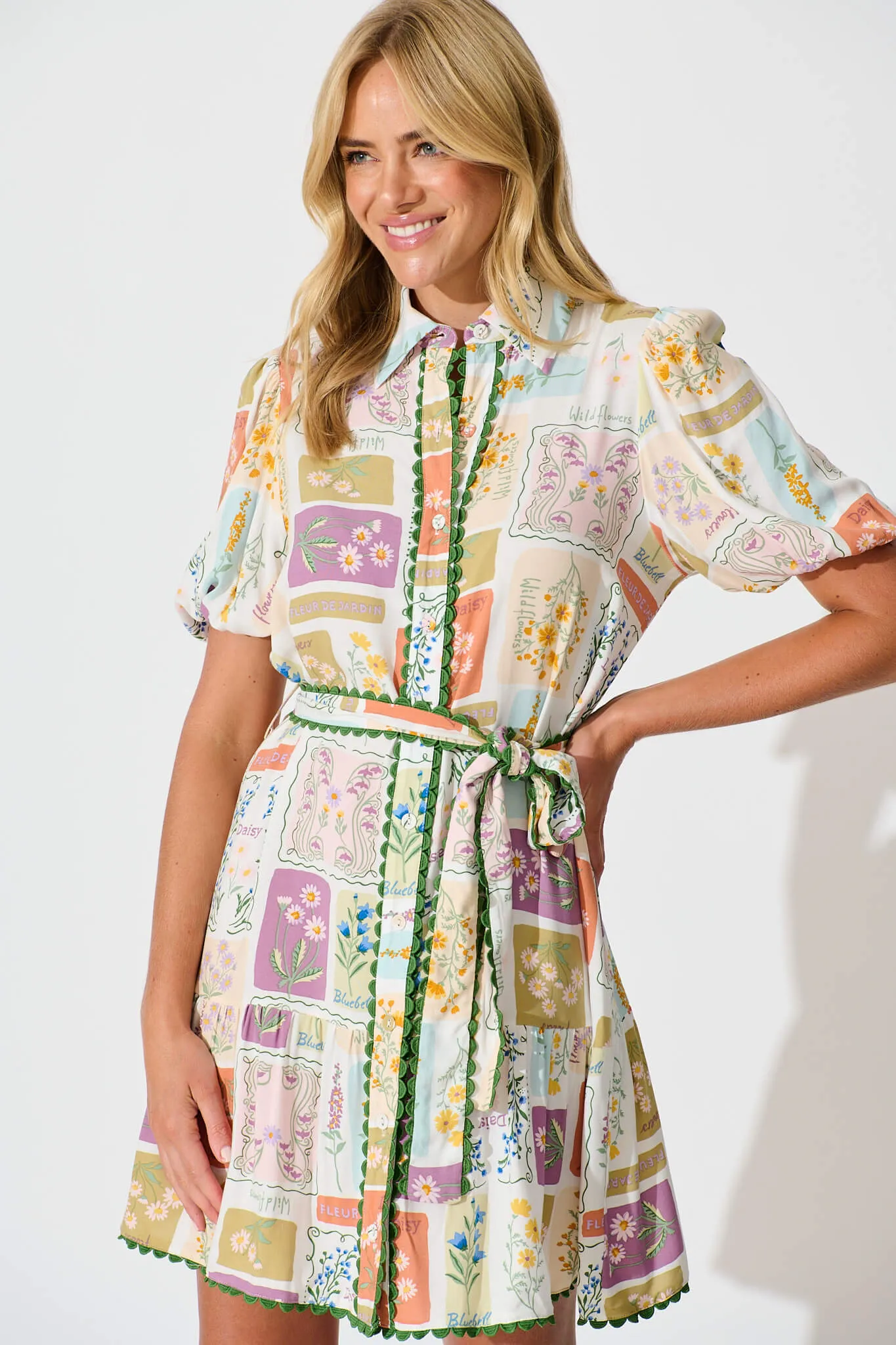 Fairytales Shirt Dress In Daisy Patchwork Print sold by St Frock product image thumbnail 2