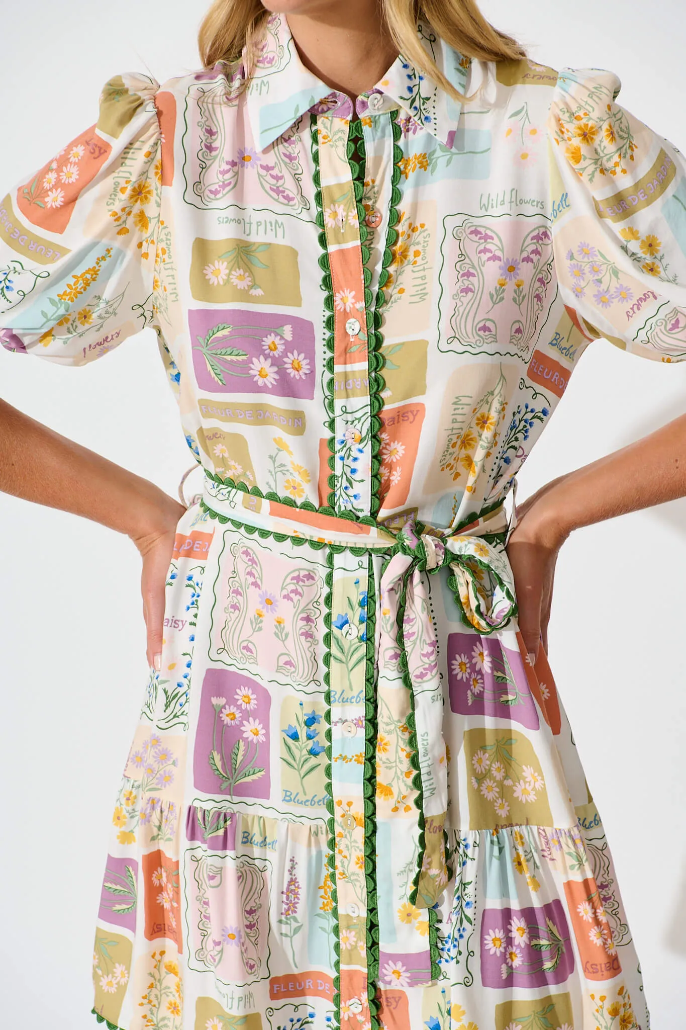 Fairytales Shirt Dress In Daisy Patchwork Print sold by St Frock product image thumbnail 5
