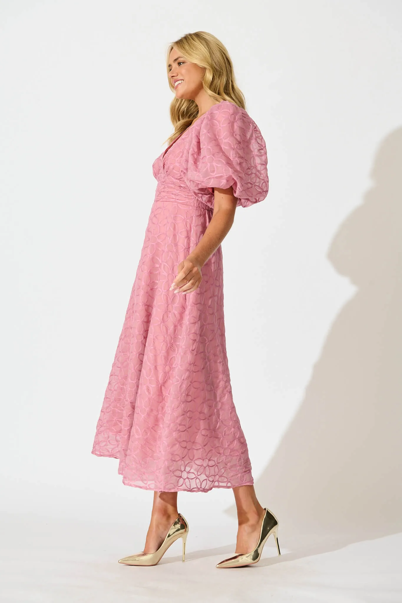 Countess Maxi Dress in Pink Embroidered Organza sold by St Frock product image thumbnail 3