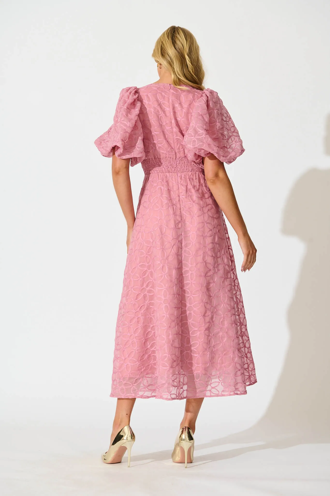 Countess Maxi Dress in Pink Embroidered Organza sold by St Frock product image thumbnail 4