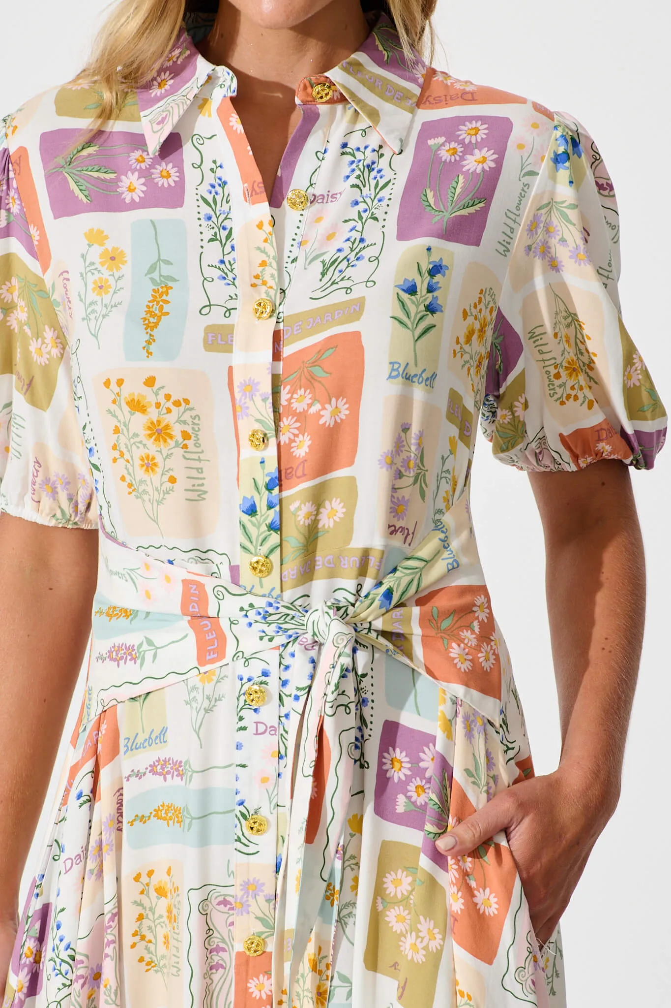 Bella Maxi Shirt Dress In Daisy Patchwork Print sold by St Frock product image thumbnail 5