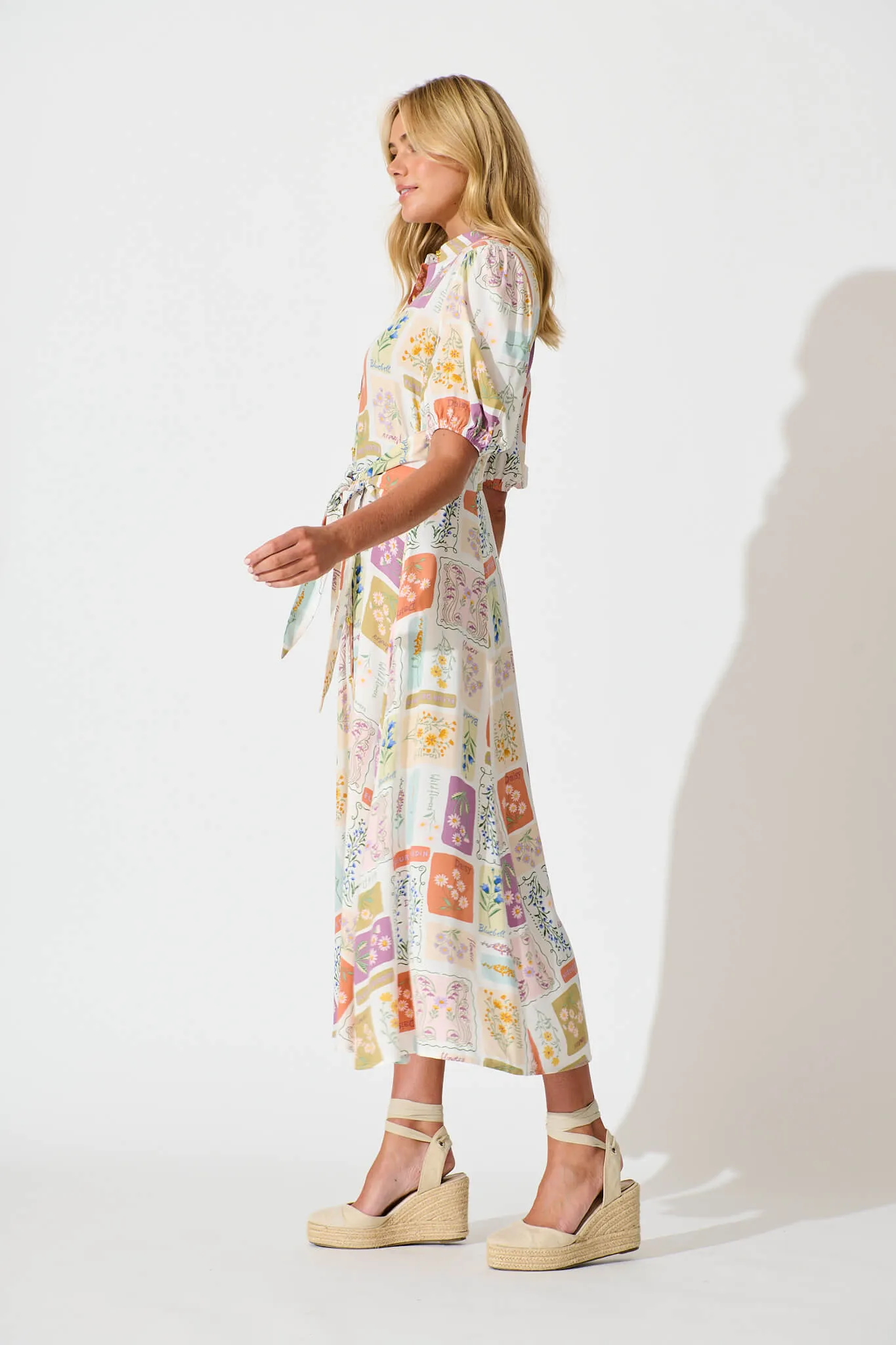 Bella Maxi Shirt Dress In Daisy Patchwork Print sold by St Frock product image thumbnail 3