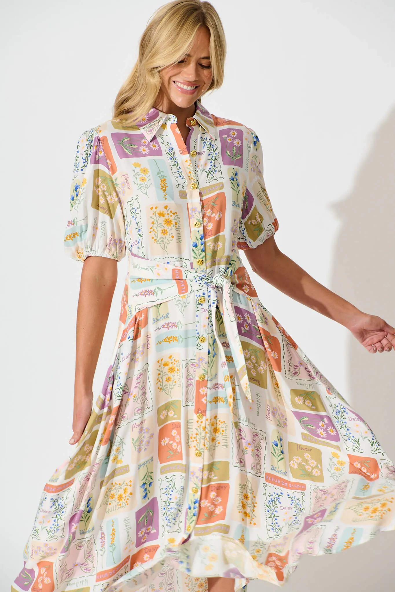 Bella Maxi Shirt Dress In Daisy Patchwork Print sold by St Frock product image thumbnail 2