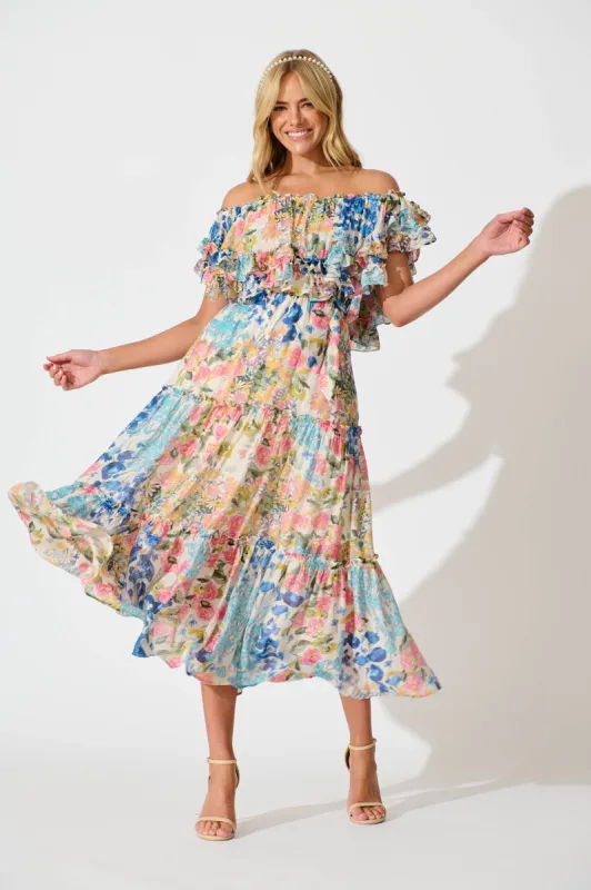 Franc Midi Dress In Vintage Floral Print sold by St Frock