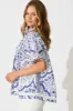 Capri Shirt In White and Blue Cotton Linen sold by St Frock