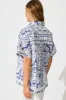 Capri Shirt In White and Blue Cotton Linen sold by St Frock