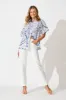Capri Shirt In White and Blue Cotton Linen sold by St Frock