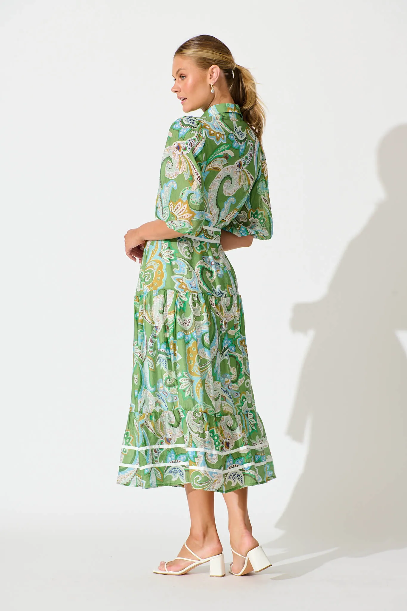 Dion Maxi Shirt Dress In Green Multi Print sold by St Frock product image thumbnail 4