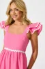 Miami Midi Dress In Pink With White Ric Rac Cotton sold by St Frock