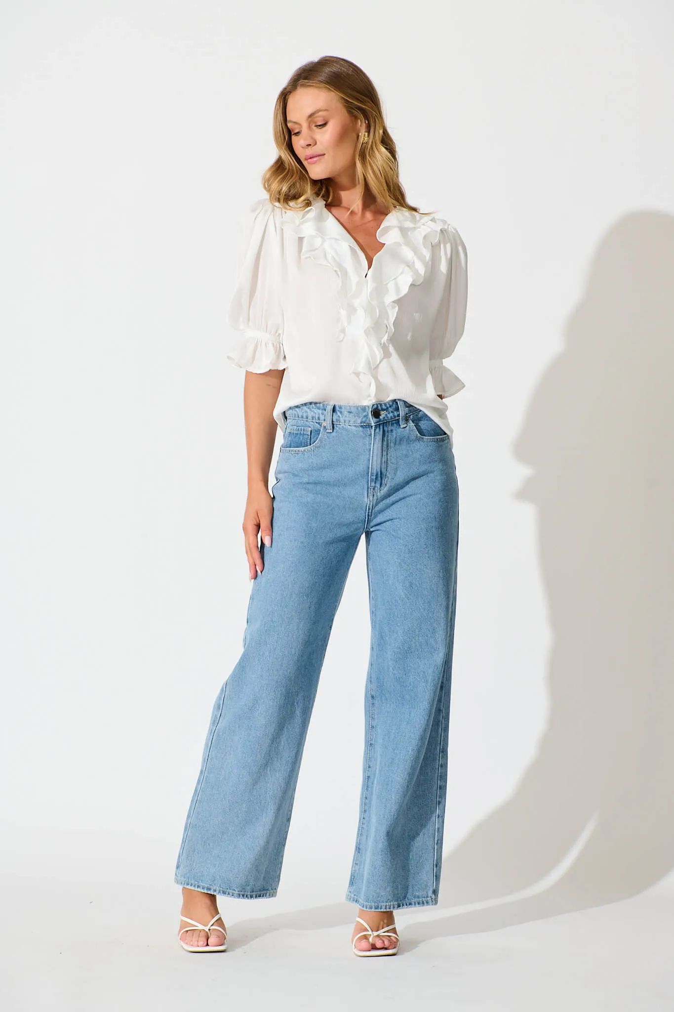 Vivica Top in White Crinkle Satin sold by St Frock product image thumbnail 4