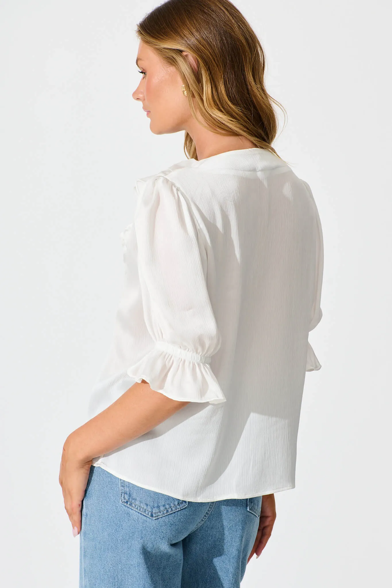 Vivica Top in White Crinkle Satin sold by St Frock product image thumbnail 3