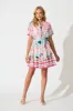 Flora Maxi Dress in Pink Multi Linen Blend sold by St Frock