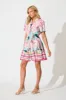 Flora Maxi Dress in Pink Multi Linen Blend sold by St Frock