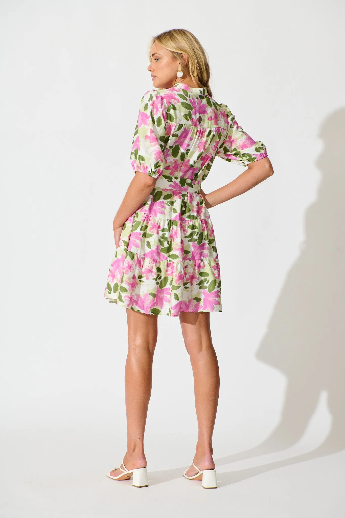 Adara Dress in Pink and Green Floral sold by St Frock product image thumbnail 4