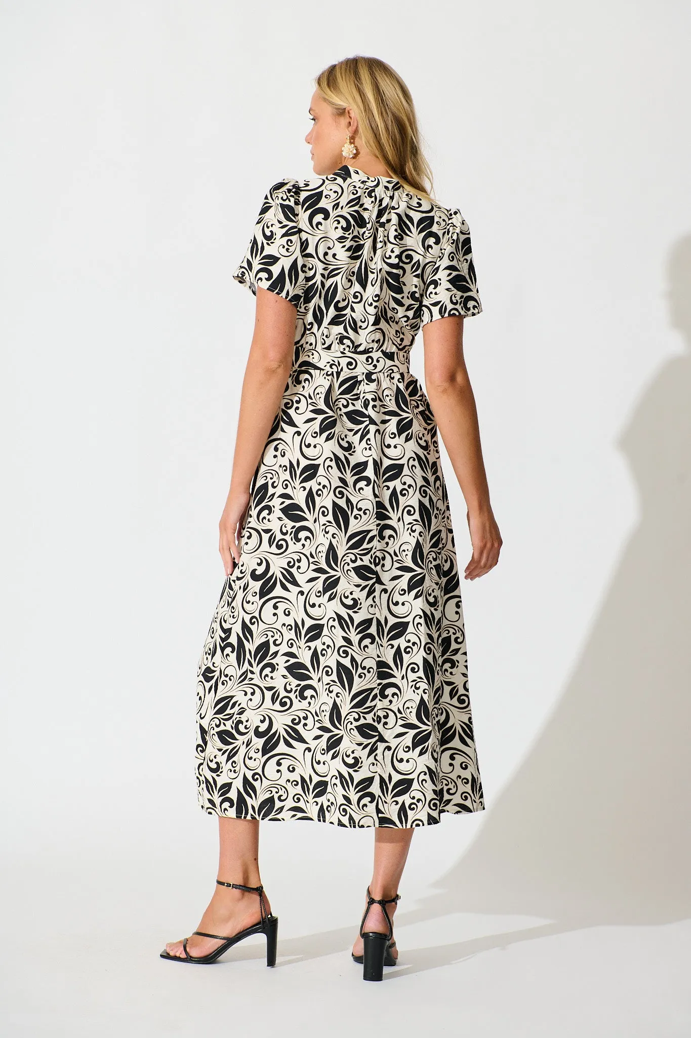 Azariah Maxi Dress in Black and Beige Swirl sold by St Frock product image thumbnail 4