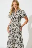 Azariah Maxi Dress in Black and Beige Swirl sold by St Frock